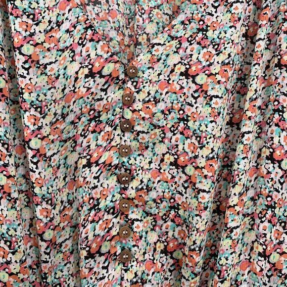 Floral Tiered Ruffle Balloon Sleeve Dress Size 7 - Picture 4 of 8